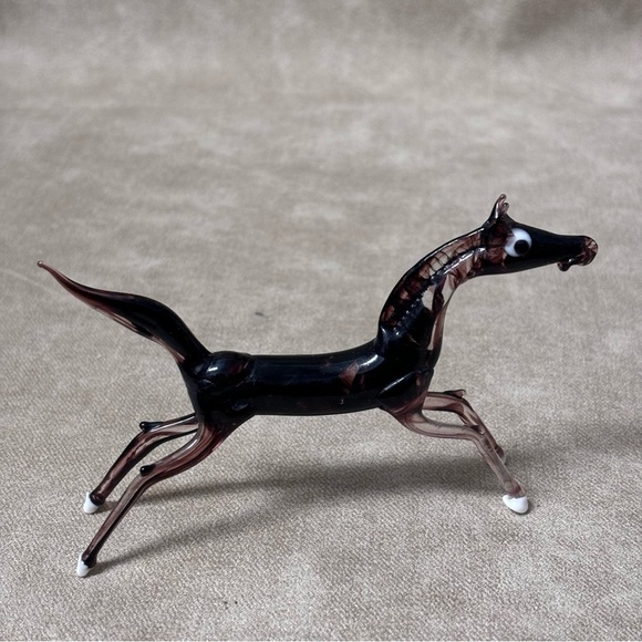 Murano Style Amethyst Glass Horse Figurine - Picture 4 of 7